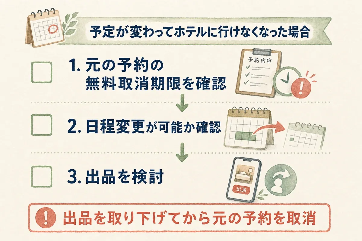 予定変更時の確認手順を示すチェックリスト
